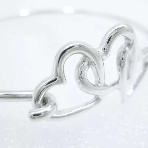 Authentic Tiffany & Co. Triple Heart Bangle Bracelet Sterling Silver - Picture 8 of 10